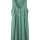 Green Buttons Sleeveless High Waist Mini Dress