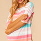 PLUS MULTI RAINBOW THERMAL LOOSE FIT KNIT TOP